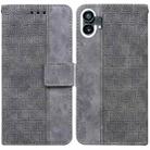 For Nothing Phone 1 Geometric Embossed Flip Leather Phone Case(Grey) - 1