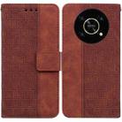 For Honor X9 / X9 5G Geometric Embossed Flip Leather Phone Case(Brown) - 1