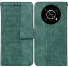 For Honor X9 / X9 5G Geometric Embossed Flip Leather Phone Case(Green) - 1