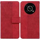 For Honor X9 / X9 5G Geometric Embossed Flip Leather Phone Case(Red) - 1