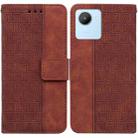 For Realme C30 Geometric Embossed Flip Leather Phone Case(Brown) - 1