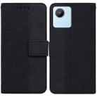 For Realme C30 Geometric Embossed Flip Leather Phone Case(Black) - 1
