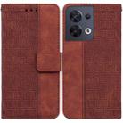 For OPPO Reno8 Geometric Embossed Flip Leather Phone Case(Brown) - 1