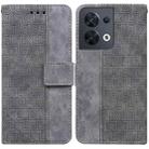 For OPPO Reno8 Geometric Embossed Flip Leather Phone Case(Grey) - 1