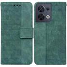 For OPPO Reno8 Geometric Embossed Flip Leather Phone Case(Green) - 1