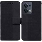 For OPPO Reno8 Geometric Embossed Flip Leather Phone Case(Black) - 1