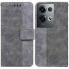 For OPPO Reno8 Pro Geometric Embossed Flip Leather Phone Case(Grey) - 1