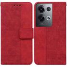 For OPPO Reno8 Pro Geometric Embossed Flip Leather Phone Case(Red) - 1
