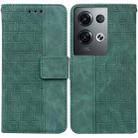 For OPPO Reno8 Pro+ Geometric Embossed Flip Leather Phone Case(Green) - 1