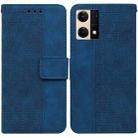 For OPPO Reno7 4G Geometric Embossed Flip Leather Phone Case(Blue) - 1