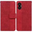 For Xiaomi Poco M4 5G Geometric Embossed Flip Leather Phone Case(Red) - 1