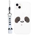 For iPhone 14 Plus Silicone Painted Phone Case with Lanyard(Feather Panda) - 1