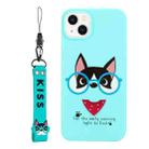 For iPhone 14 Plus Silicone Painted Phone Case with Lanyard(Eye Dog) - 1