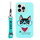 For iPhone 14 Pro Silicone Painted Phone Case with Lanyard(Eye Dog) - 1