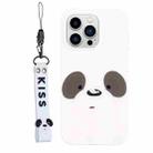 For iPhone 14 Pro Max Silicone Painted Phone Case with Lanyard(Feather Panda) - 1