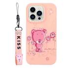 For iPhone 14 Pro Max Silicone Painted Phone Case with Lanyard(Flower Bear) - 1