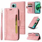 For Xiaomi Redmi Note 11E 5G BETOPNICE Dual-side Buckle Leather Phone Case(Pink) - 1