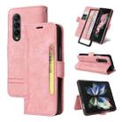 For Samsung Galaxy Z Fold3 BETOPNICE Dual-side Buckle Leather Phone Case(Pink) - 1