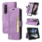 For Samsung Galaxy Z Fold3 BETOPNICE Dual-side Buckle Leather Phone Case(Purple) - 1