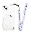 For iPhone 14 Plus Silicone Wallet Phone Case with Lanyard(Big White Bear) - 1