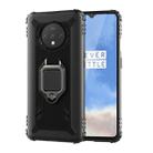 For OnePlus 7T Carbon Fiber Protective Case with 360 Degree Rotating Ring Holder(Black) - 1