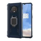 For OnePlus 7T Carbon Fiber Protective Case with 360 Degree Rotating Ring Holder(Blue) - 1