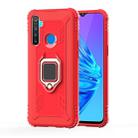 For OPPO Realme 5S Carbon Fiber Protective Case with 360 Degree Rotating Ring Holder(Red) - 1