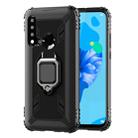 For Huawei Nova 5i / P20 Lite(2019) Carbon Fiber Protective Case with 360 Degree Rotating Ring Holder(Black) - 1