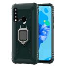 For Huawei Nova 5i / P20 Lite(2019) Carbon Fiber Protective Case with 360 Degree Rotating Ring Holder(Green) - 1