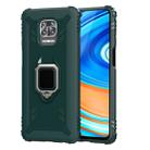 For Xiaomi Redmi Note 9 Pro Max Carbon Fiber Protective Case with 360 Degree Rotating Ring Holder(Green) - 1