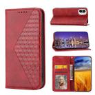 For Nothing Phone 1 Cubic Grid Calf Texture Magnetic Closure Leather Phone Case(Red) - 1