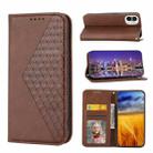 For Nothing Phone 1 Cubic Grid Calf Texture Magnetic Closure Leather Phone Case(Brown) - 1