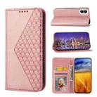 For Nothing Phone 1 Cubic Grid Calf Texture Magnetic Closure Leather Phone Case(Rose Gold) - 1