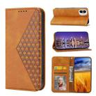 For Nothing Phone 1 Cubic Grid Calf Texture Magnetic Closure Leather Phone Case(Yellow) - 1
