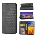 For Xiaomi Redmi Note 11S Global Cubic Grid Calf Texture Magnetic Closure Leather Phone Case(Black) - 1