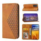 For Xiaomi Redmi Note 11T Pro Cubic Grid Calf Texture Magnetic Closure Leather Phone Case(Yellow) - 1