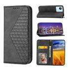 For Realme 9 Pro+ Cubic Grid Calf Texture Magnetic Closure Leather Phone Case(Black) - 1