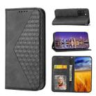 For OPPO Reno7 5G Cubic Grid Calf Texture Magnetic Closure Leather Phone Case(Black) - 1