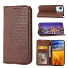 For Realme C35 Cubic Grid Calf Texture Magnetic Closure Leather Phone Case(Brown) - 1