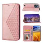 For Realme C31 Cubic Grid Calf Texture Magnetic Closure Leather Phone Case(Rose Gold) - 1