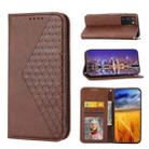 For OPPO A57 2022 Cubic Grid Calf Texture Magnetic Closure Leather Phone Case(Brown) - 1