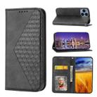 For Sony Xperia 1 IV Cubic Grid Calf Texture Magnetic Closure Leather Phone Case(Black) - 1