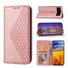 For Google Pixel 6 Pro Cubic Grid Calf Texture Magnetic Closure Leather Phone Case(Rose Gold) - 1