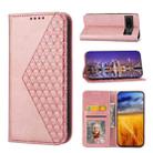 For Google Pixel 6a Cubic Grid Calf Texture Magnetic Closure Leather Phone Case(Rose Gold) - 1