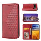 For Google Pixel 7 Pro Cubic Grid Calf Texture Magnetic Closure Leather Phone Case(Red) - 1