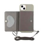 For iPhone 14 Plus Crossbody Lanyard Wallet Card Bag Phone Case(Grey) - 1