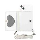 For iPhone 14 Plus Crossbody Lanyard Wallet Card Bag Phone Case(White) - 1