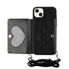 For iPhone 14 Plus Crossbody Lanyard Wallet Card Bag Phone Case(Black) - 1