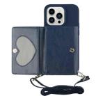 For iPhone 14 Pro Crossbody Lanyard Wallet Card Bag Phone Case(Dark Blue) - 1