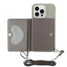 For iPhone 14 Pro Crossbody Lanyard Wallet Card Bag Phone Case(Grey) - 1